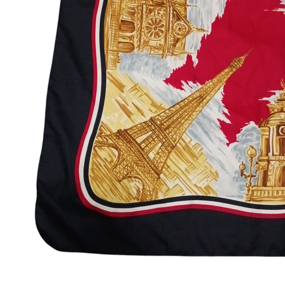 Emmanuel A Silk Scarf Paris Tower Arc de Triomphe Womens Signed Accessories - Picture 8 of 8
